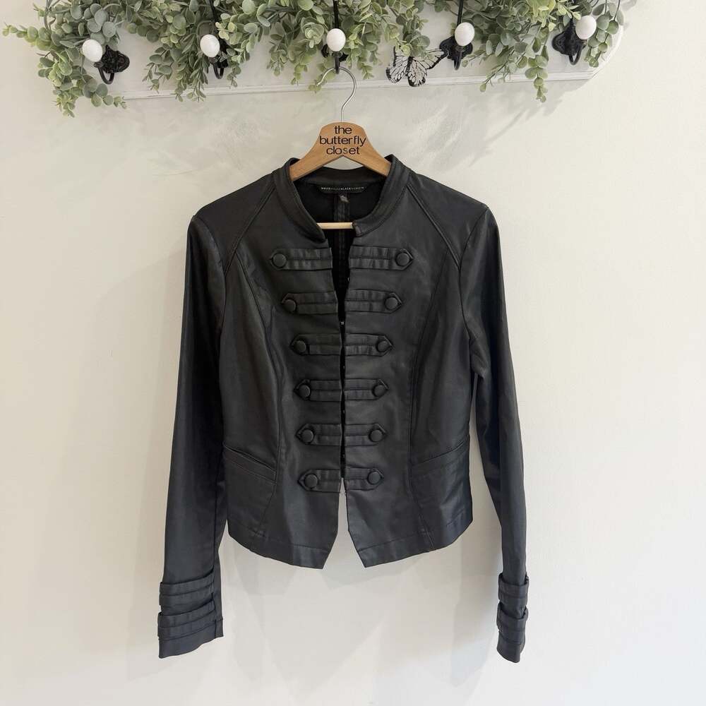 White House Black Market Black Military Crop Jacket Size 6